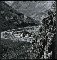 Misión de San Javier seen from a high mesa to the east, 1967.