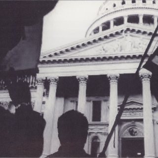 REACHING THE CAPITOL ON APRIL 10, 1966 AND BEING CHEERED  BY OUR FAMILIES AND OUR SUPPORTERS WHO SWELL TO THE TEN THOUSAND WHO WERE THERE TO SEE THE MARCHERS ACCOMPLISH THE MISSION OF THE FIRST MARCH TO THE CAPITOL BY FARMWORKERS.