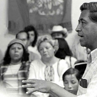 Cesar Chavez  speaks at the UFW field office in Salinas 1974.