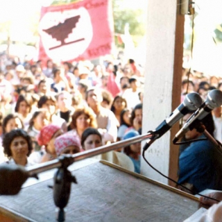 Cesar Chavez at UFW rally in Coachella CA 1975