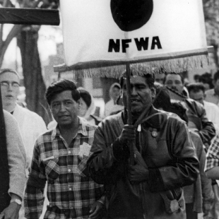 Cesar Chavez / Marching / Photo by Jon Lewis